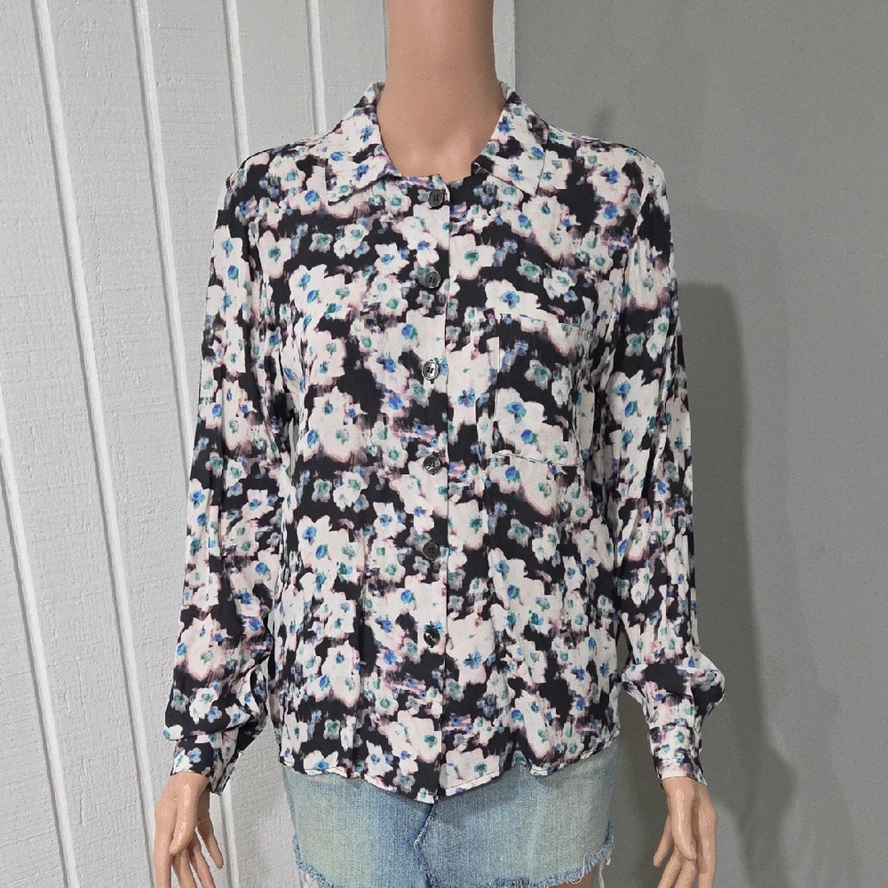 Reiss White Floral Long Sleeve Button Down Shirt